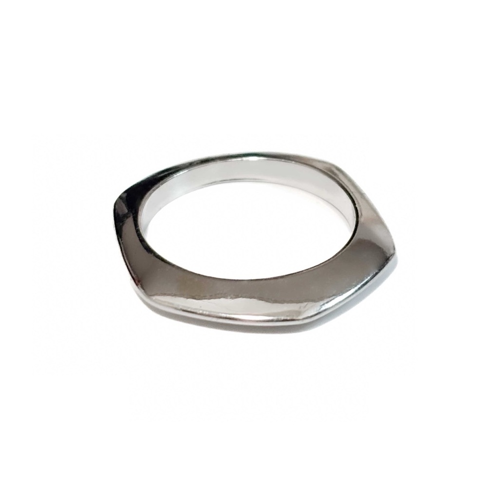 NEW - Preppy Abstract Smooth Polished Geometric Silver Ring - Size 7